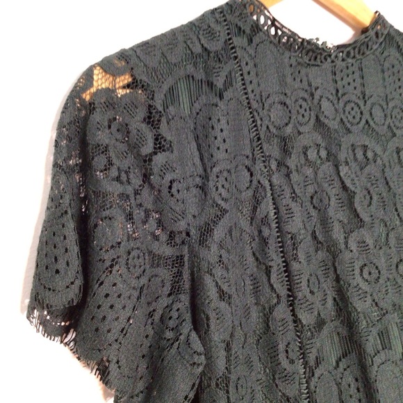 Blu Pepper Green Lace Flutter Sleeve Mini Dress Women’s Size Medium - Picture 7 of 10